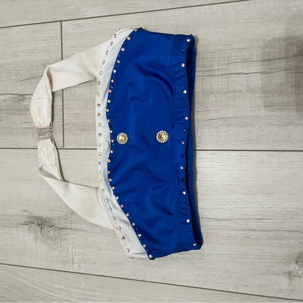 Blue and White Embellished Top